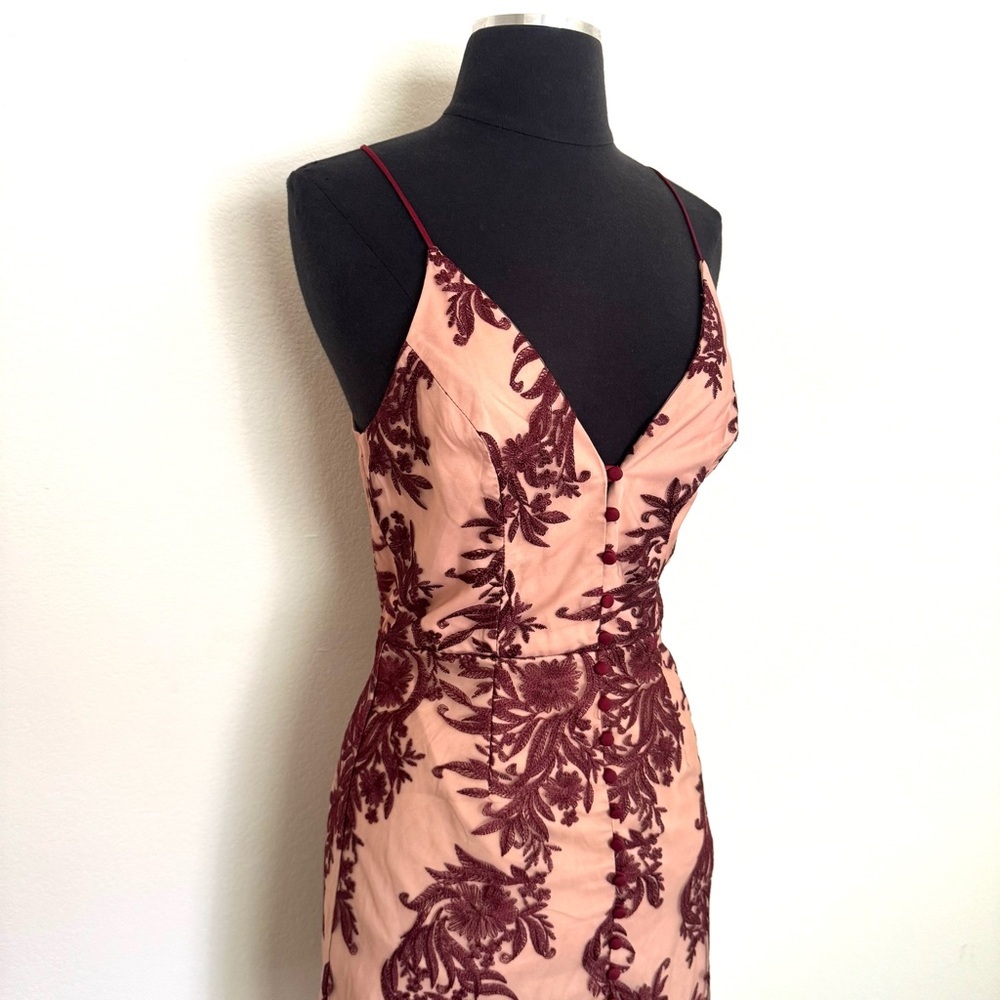 Anthropologie Finders Keepers Spectral Burgundy Lace Maxi Dress Size XS - Picture 7 of 11